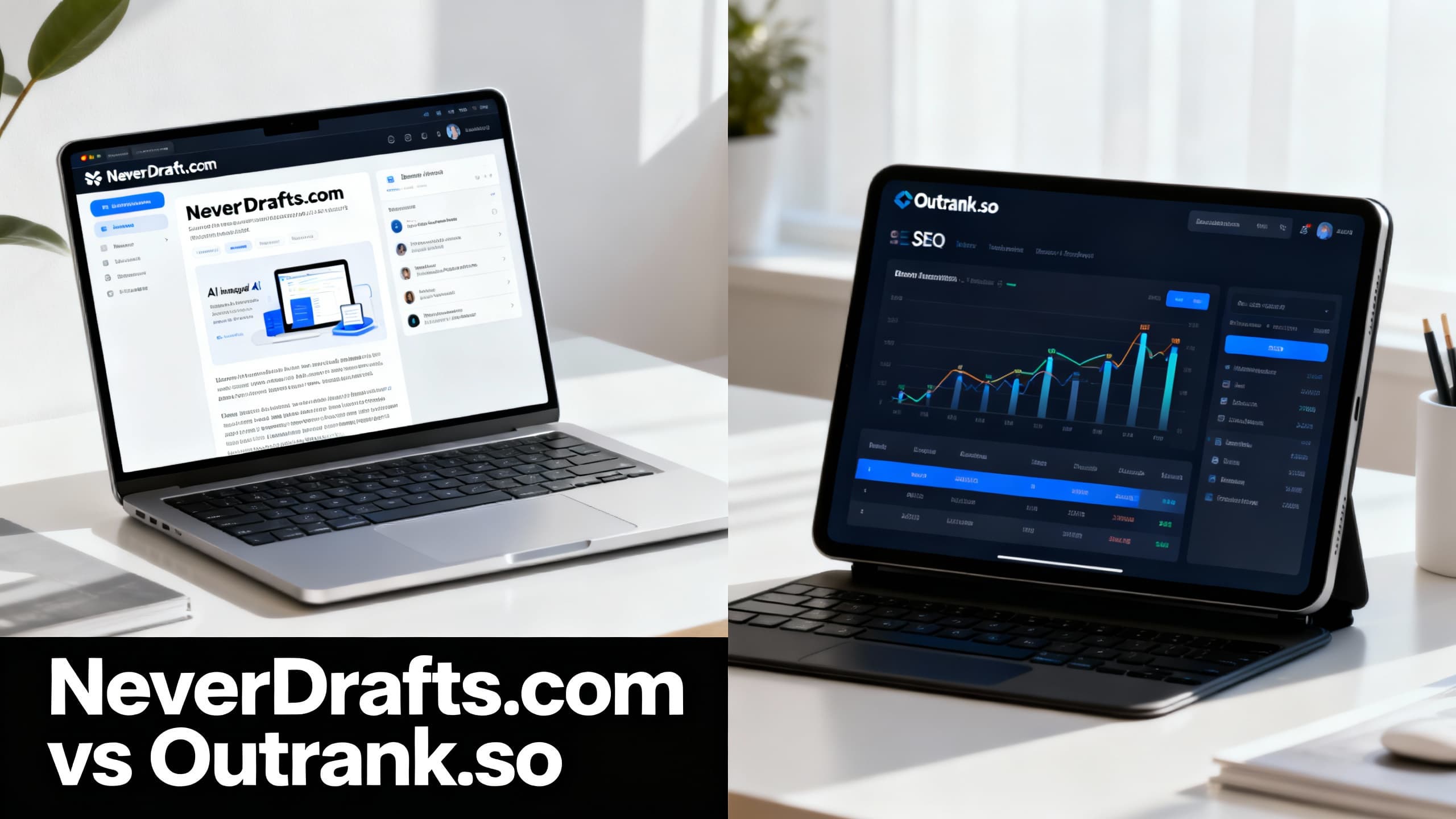 NeverDrafts.com vs Outrank.so: SEO Tools Compared